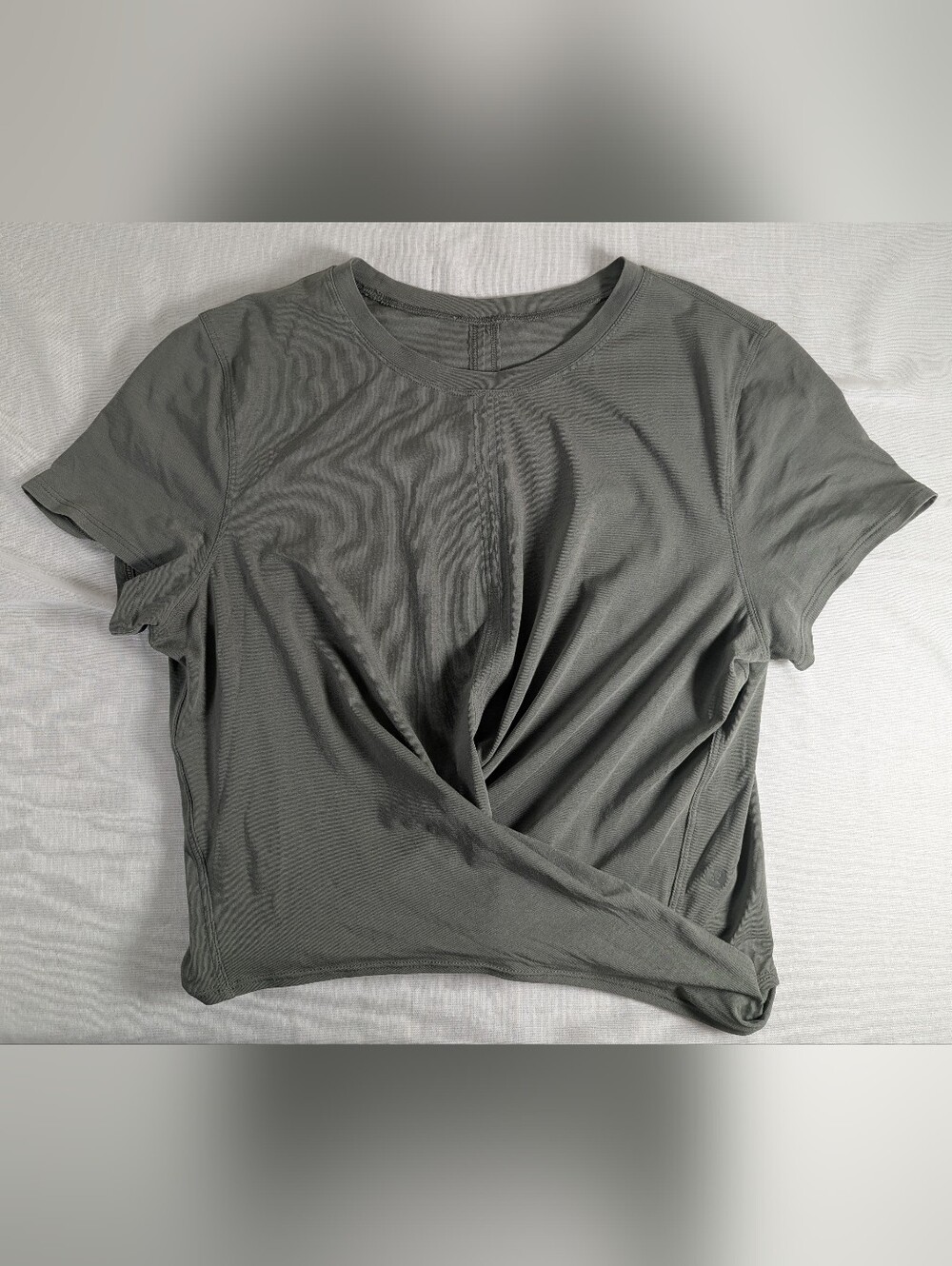 Lululemon Twist Front Tie Back Short Sleeve Top - Olive Green